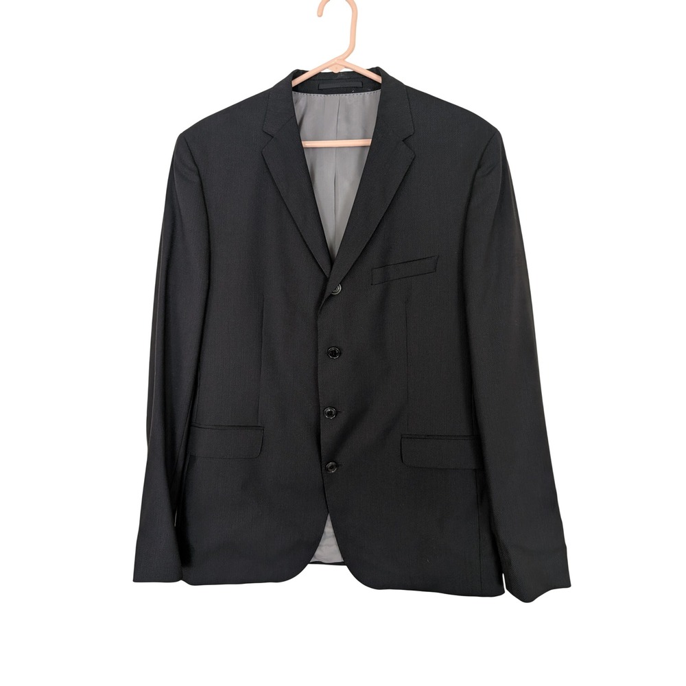 Hugo Boss Merlin Shape Super 100 Virgin Wool Blazer Sport Coat Black 42R 52